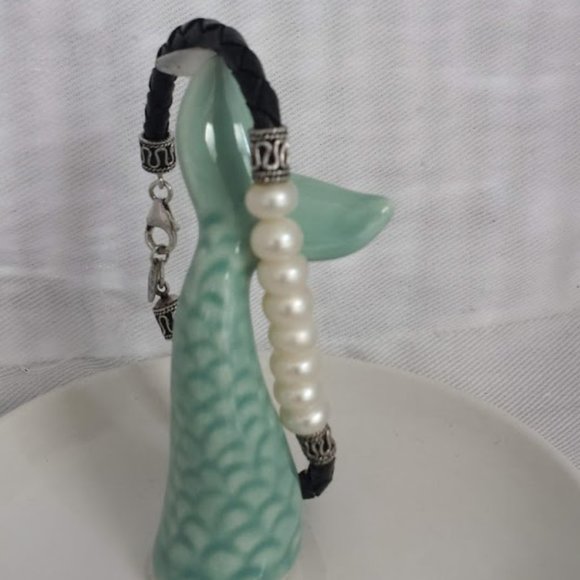 Sterling Silver Necklace Bracelet Set Real Pearls - Picture 6 of 10